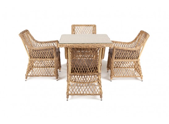 "Айриш" обеденная группа плетеная на 4 персоны, цвет соломенный в Кургане