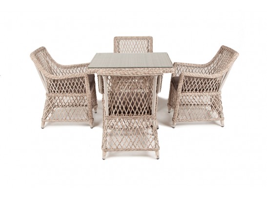 "Айриш" обеденная группа плетеная на 4 персоны, цвет бежевый в Кургане