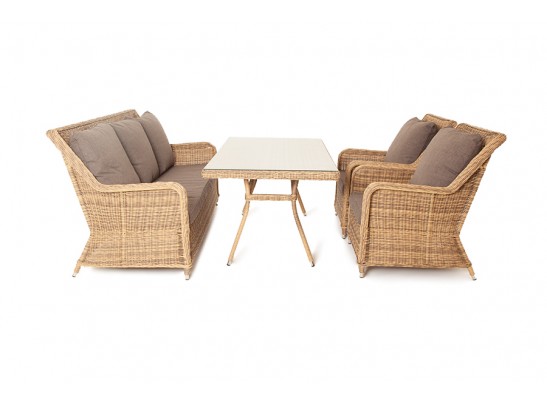 "Гляссе" обеденная группа из искусственного ротанга, цвет соломенный в Кургане