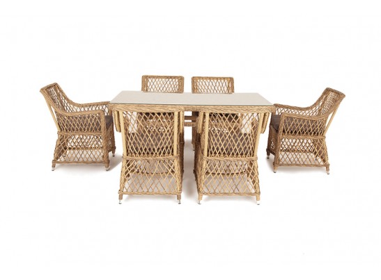 "Латте" обеденная группа плетеная, цвет соломенный в Кургане