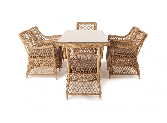 "Латте" обеденная группа плетеная, цвет соломенный в Кургане
