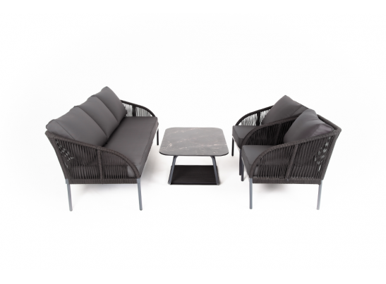 "Канны" лаунж-зона 5-местная плетеная из роупа (веревки), цвет темно-серый в Кургане