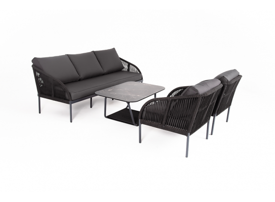 "Канны" лаунж-зона 5-местная плетеная из роупа (веревки), цвет темно-серый в Кургане