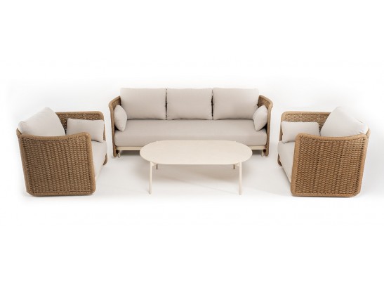 "Аликанте" лаунж-зона из искусственного ротанга, цвет соломенный в Кургане