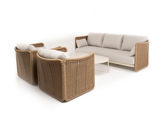 "Аликанте" лаунж-зона из искусственного ротанга, цвет соломенный в Кургане