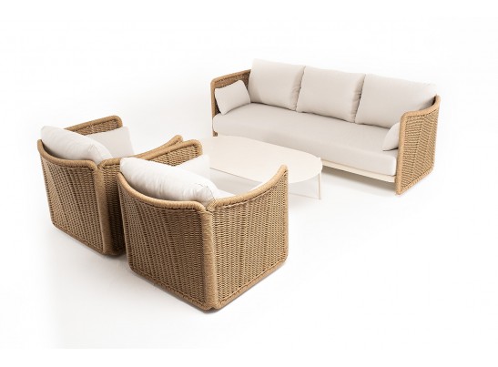 "Аликанте" лаунж-зона из искусственного ротанга, цвет соломенный в Кургане