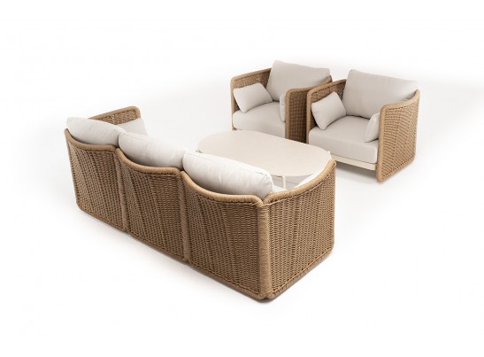 "Аликанте" лаунж-зона из искусственного ротанга, цвет соломенный в Кургане