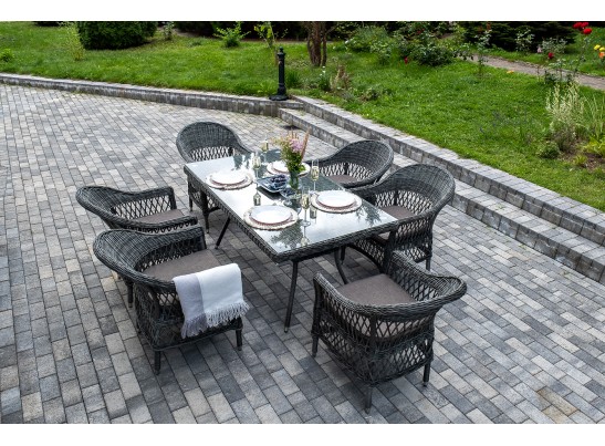 "Амароне" обеденная группа из искусственного ротанга на 6 персон, цвет графит в Кургане
