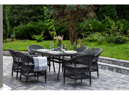 "Амароне" обеденная группа из искусственного ротанга на 6 персон, цвет графит в Кургане