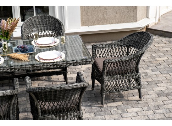 "Амароне" обеденная группа из искусственного ротанга на 6 персон, цвет графит в Кургане