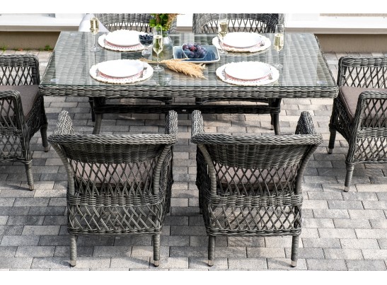 "Амароне" обеденная группа из искусственного ротанга на 6 персон, цвет графит в Кургане