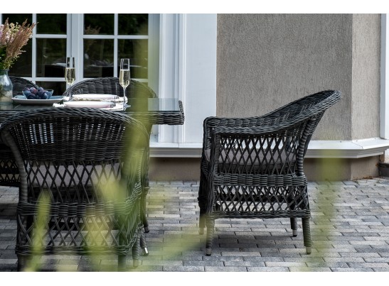 "Амароне" обеденная группа из искусственного ротанга на 6 персон, цвет графит в Кургане
