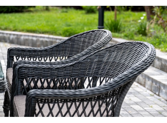 "Амароне" обеденная группа из искусственного ротанга на 6 персон, цвет графит в Кургане