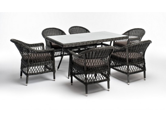 "Амароне" обеденная группа из искусственного ротанга на 6 персон, цвет графит в Кургане