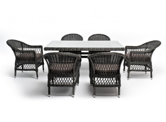 "Амароне" обеденная группа из искусственного ротанга на 6 персон, цвет графит в Кургане