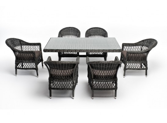 "Амароне" обеденная группа из искусственного ротанга на 6 персон, цвет графит в Кургане