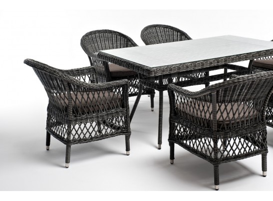 "Амароне" обеденная группа из искусственного ротанга на 6 персон, цвет графит в Кургане