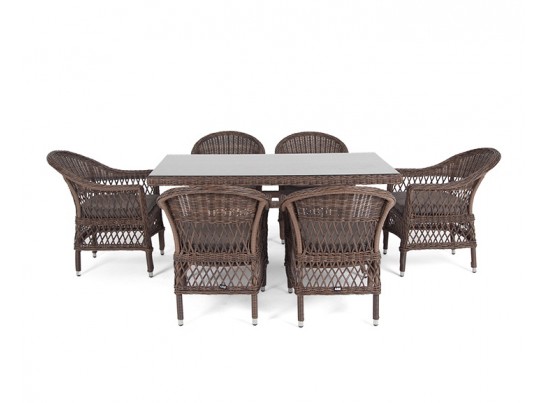 "Амароне" обеденная группа из искусственного ротанга на 6 персон, цвет коричневый в Кургане