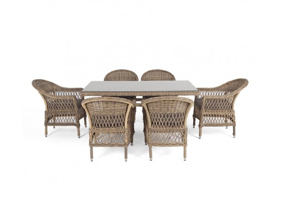 "Амароне" обеденная группа из искусственного ротанга на 6 персон, цвет соломенный в Кургане
