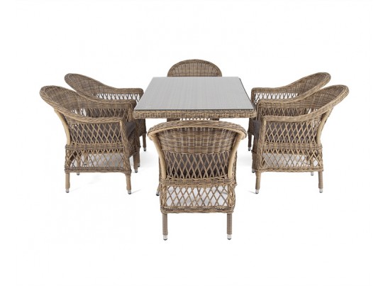 "Амароне" обеденная группа из искусственного ротанга на 6 персон, цвет соломенный в Кургане