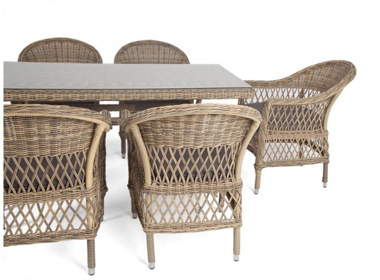 "Амароне" обеденная группа из искусственного ротанга на 6 персон, цвет соломенный в Кургане