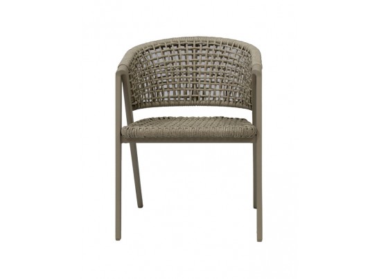 "Амстердам" стул плетеный из роупа, каркас алюминий, роуп серый круглый, ткань бежевая в Кургане