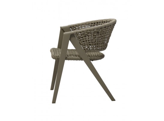 "Амстердам" стул плетеный из роупа, каркас алюминий, роуп серый круглый, ткань бежевая в Кургане