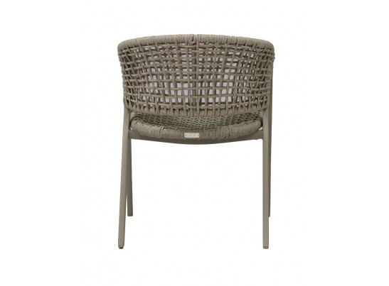 "Амстердам" стул плетеный из роупа, каркас алюминий, роуп серый круглый, ткань бежевая в Кургане