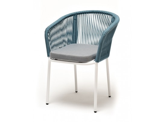 "Аркобалено" обеденная группа на 4 персоны со стульями "Марсель", каркас белый, роуп цветной в Кургане