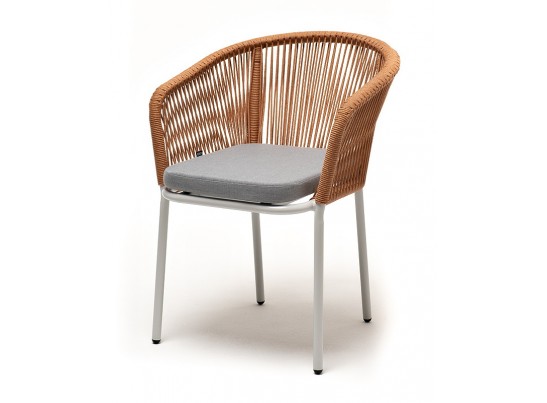 "Аркобалено" обеденная группа на 4 персоны со стульями "Марсель", каркас белый, роуп цветной в Кургане