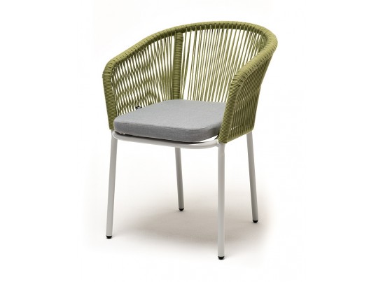 "Аркобалено" обеденная группа на 4 персоны со стульями "Марсель", каркас белый, роуп цветной в Кургане