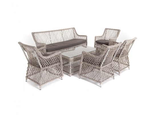 "Асти" лаунж-зона из искусственного ротанга на 6 персоны, цвет бежевый в Кургане