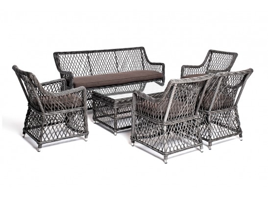 "Асти" лаунж-зона из искусственного ротанга на 6 персоны, цвет графит в Кургане