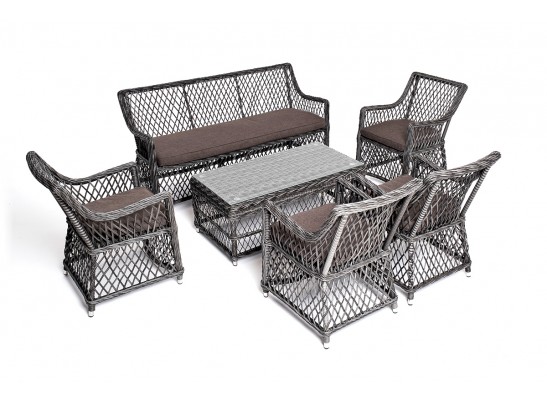 "Асти" лаунж-зона из искусственного ротанга на 6 персоны, цвет графит в Кургане