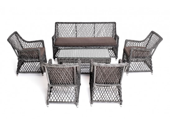 "Асти" лаунж-зона из искусственного ротанга на 6 персоны, цвет графит в Кургане