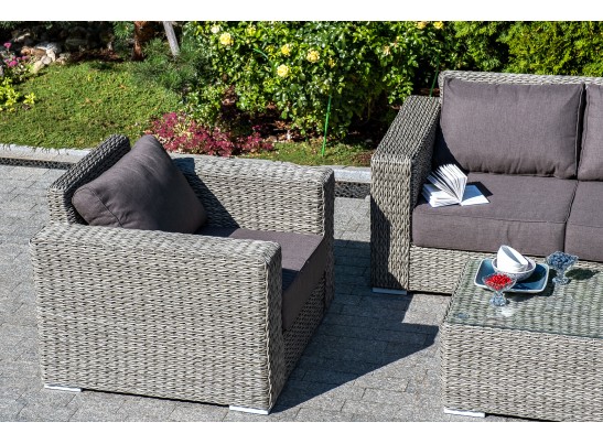 "Боно" кресло из искусственного ротанга (гиацинт), цвет серый в Кургане