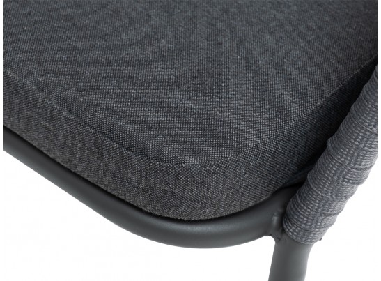 "Бордо" стул плетеный из роупа (колос), каркас из стали серый (RAL7022) муар, роуп серый 15мм, ткань серая в Кургане