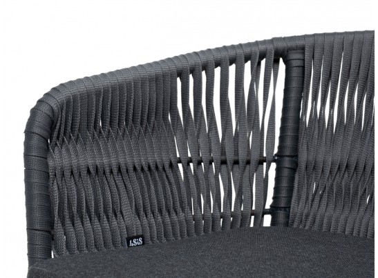 "Бордо" стул плетеный из роупа (колос), каркас из стали серый (RAL7022) муар, роуп серый 15мм, ткань серая в Кургане