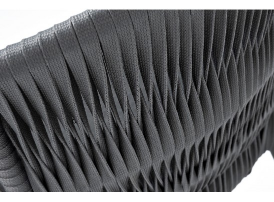 "Бордо" стул плетеный из роупа (колос), каркас из стали серый (RAL7022) муар, роуп серый 15мм, ткань серая в Кургане