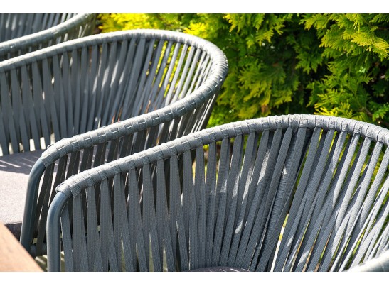 "Бордо" стул плетеный из роупа, каркас из стали серый, роуп серый, ткань серая в Кургане