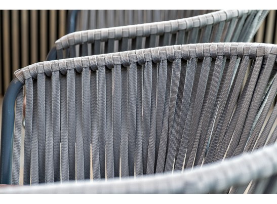 "Бордо" стул плетеный из роупа, каркас из стали серый, роуп серый, ткань серая в Кургане