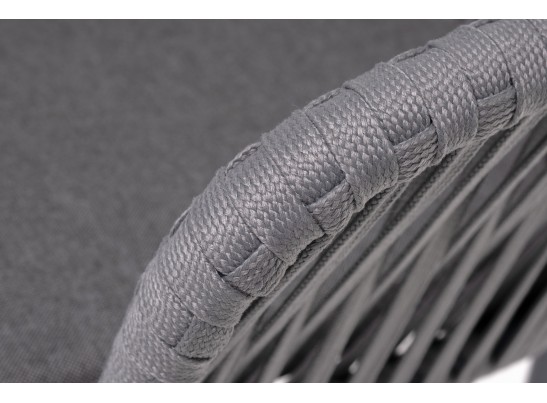 "Бордо" стул плетеный из роупа, каркас алюминий темно-серый (RAL7024) муар, роуп серый 15мм, ткань темно-серая 027 в Кургане