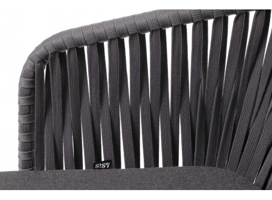 "Бордо" стул плетеный из роупа, каркас алюминий темно-серый (RAL7024) муар, роуп серый 15мм, ткань темно-серая 027 в Кургане