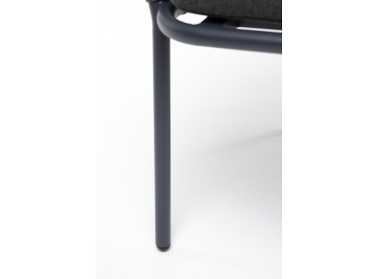 "Бордо" стул плетеный из роупа, каркас алюминий темно-серый (RAL7024) муар, роуп серый 15мм, ткань темно-серая 027 в Кургане