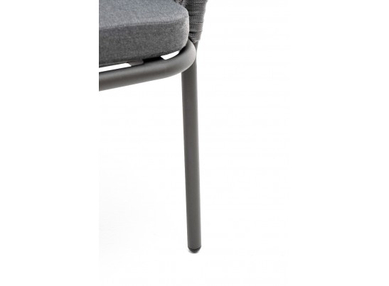 "Бордо" стул плетеный из роупа (колос), каркас алюминий серый (RAL7022) муар, роуп серый 15мм, ткань темно-серая 027 в Кургане