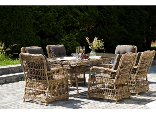 "Цесена" обеденная группа плетеная из искусственного ротанга, цвет соломенный в Кургане