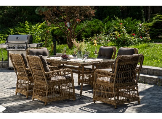 "Цесена" обеденная группа плетеная из искусственного ротанга, цвет соломенный в Кургане