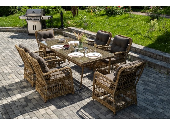 "Цесена" обеденная группа плетеная из искусственного ротанга, цвет соломенный в Кургане