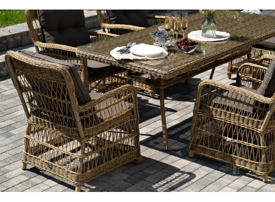 "Цесена" обеденная группа плетеная из искусственного ротанга, цвет соломенный в Кургане