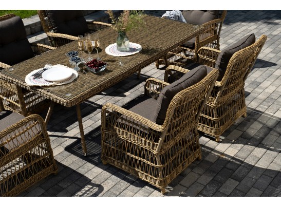 "Цесена" обеденная группа плетеная из искусственного ротанга, цвет соломенный в Кургане